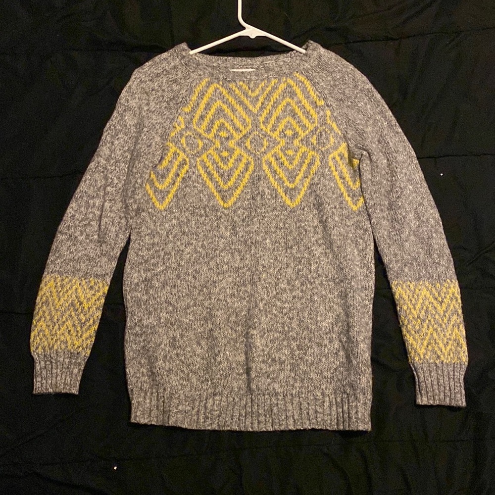 Gray and yellow sweater